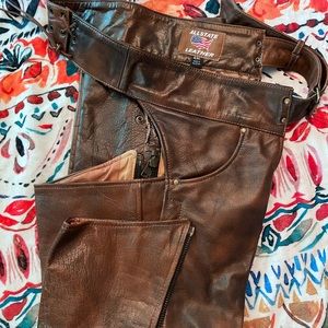 Mens brown leather chaps